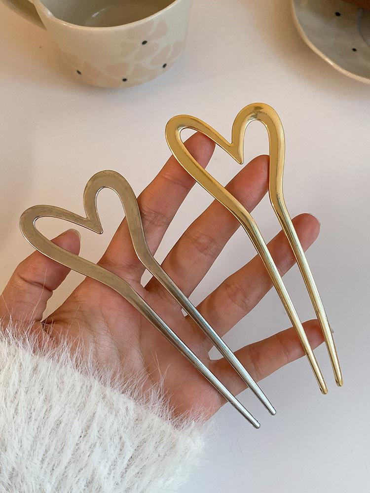 Металлическое сердце женские заколки для волос вилки для волос палочки для волос элегантные U-образные заколки зажимы головной убор женские аксессуары для волос головной убор