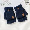 Warm Winter Knitted Gloves Thickened Writing Mittens Fashion Half Finger Mittens  for Men