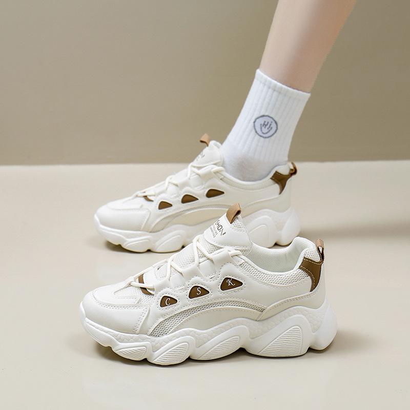 Женские кроссовки на платформе, нескользящая повседневная обувь из дышащей сетки, удобные кроссовки для бега на массивной шнуровке, спортивная обувь для тенниса для женщин