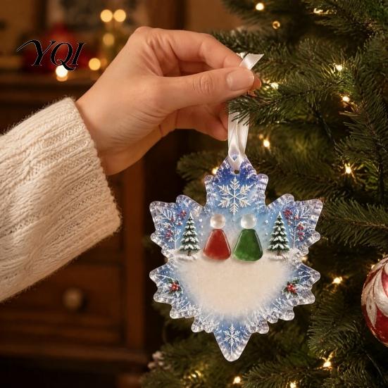 Holiday Window Ornaments Snowflake-Shaped Sea Glass Ornament, Acrylic Christmas Friendship Keepsake, Coastal Inspired Decorative Gifts Tree