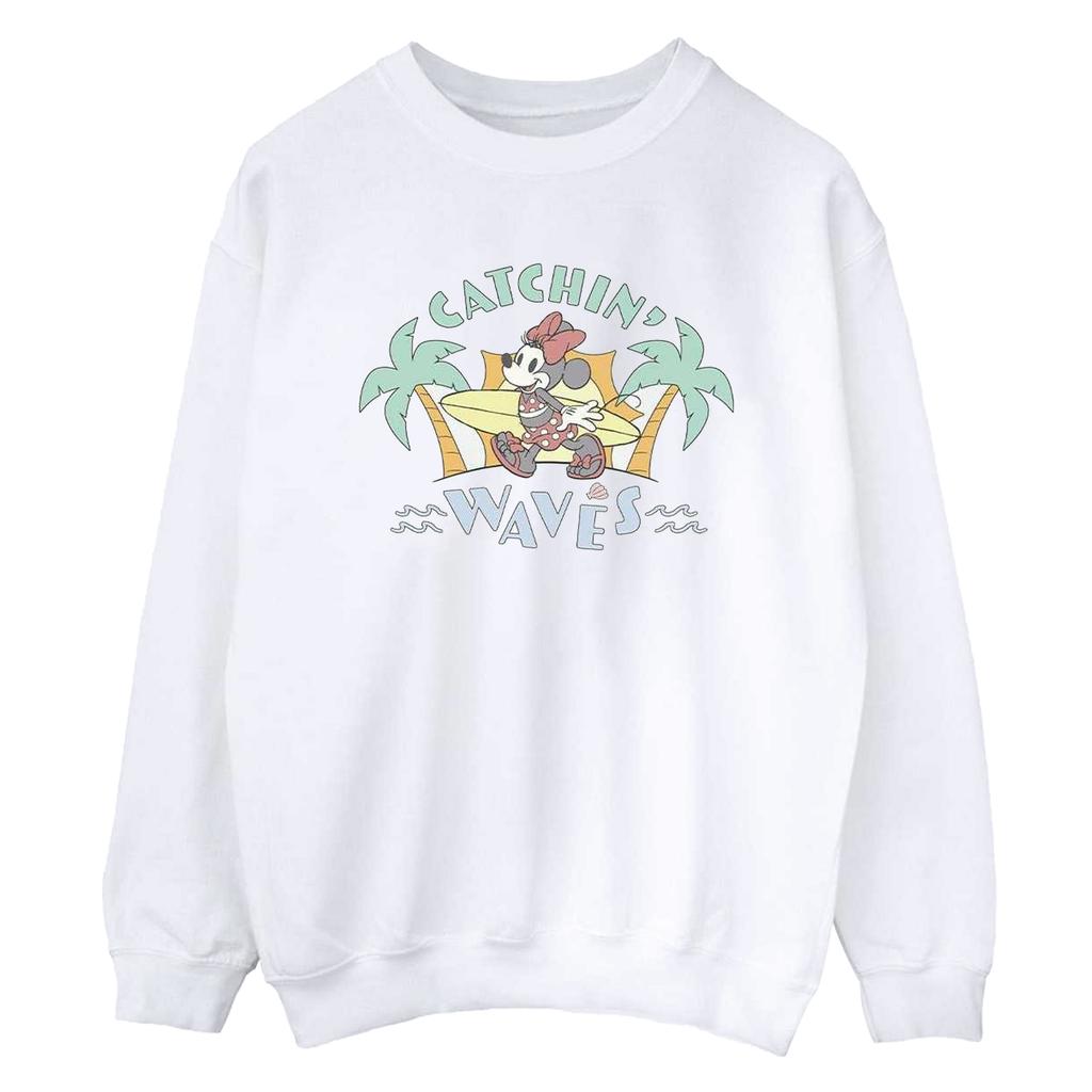 Disney Womens/Ladies Minnie Mouse Catchin Waves Sweatshirt