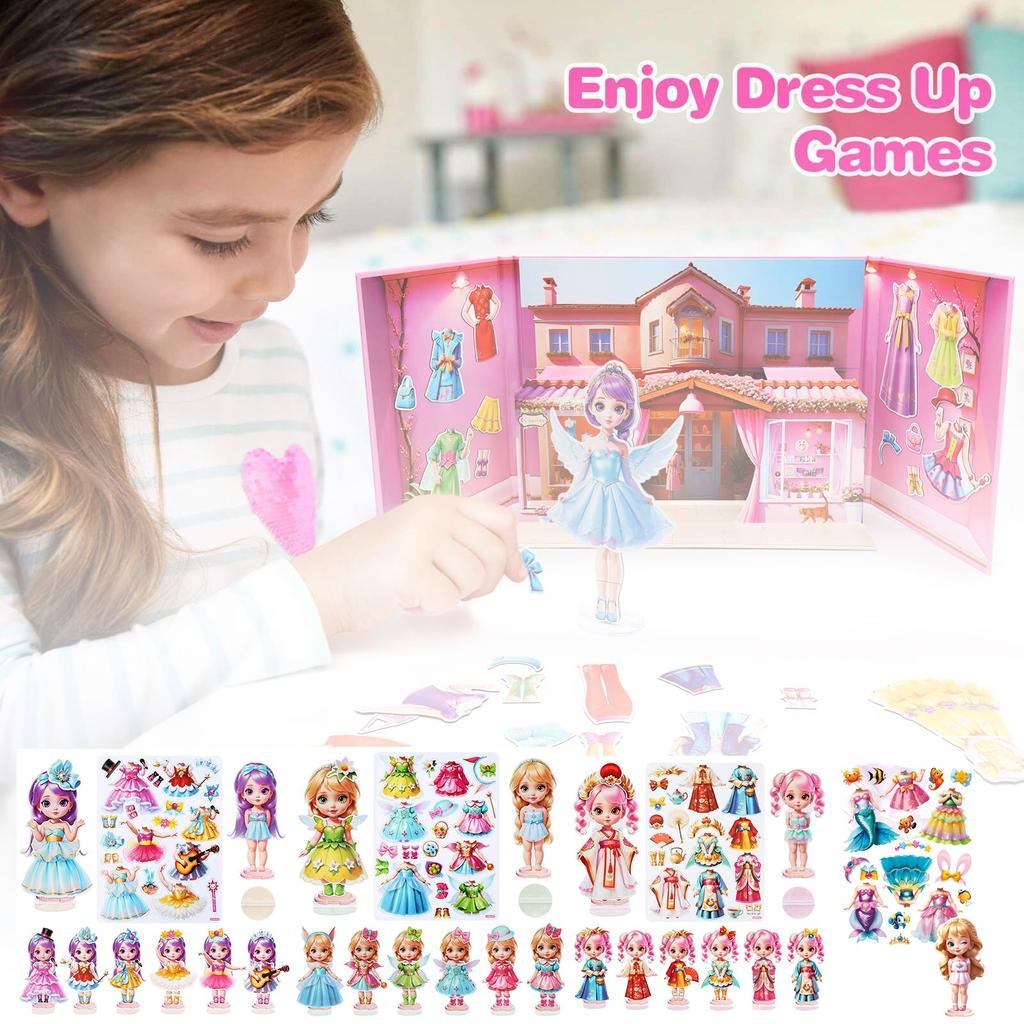 Магнитные куклы-наряды, бумажные куклы для девочек в возрасте от 4 до 10 лет, набор для ролевых игр «Принцесса с магнитным нарядом» на день рождения