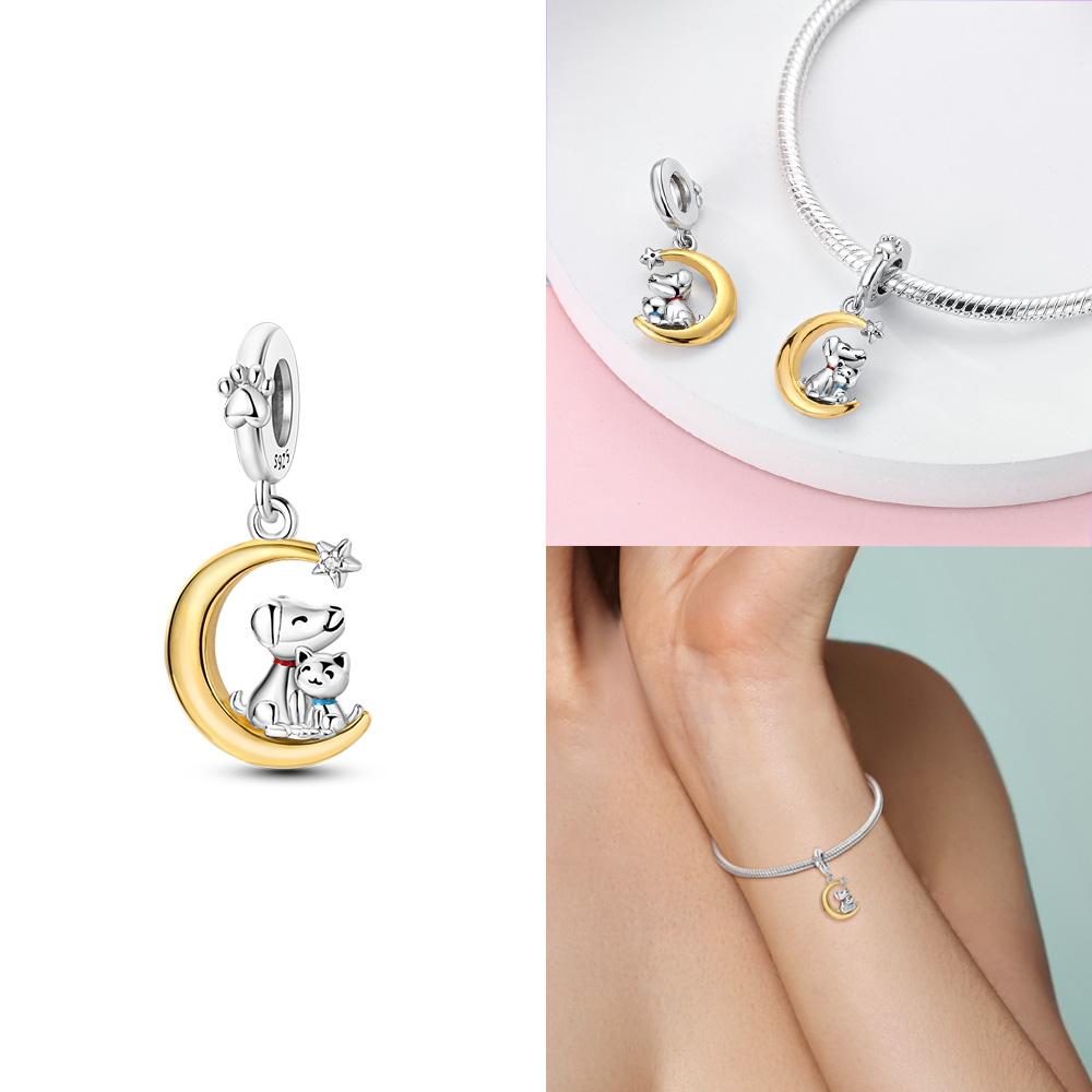 Gold Diy Charms Beads Inlaid Zircon Original Copper Sun Leopard Pendants Fit Bracelet Diy Jewelry Women Gift