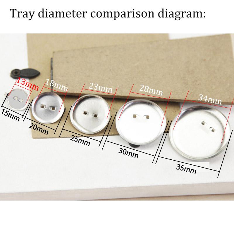 50pcs/lot Round Brooch Base Cabochon Blank Trays with Brooch Pins Cameo Cabochon Base Setting For Jewelry Making Supplie