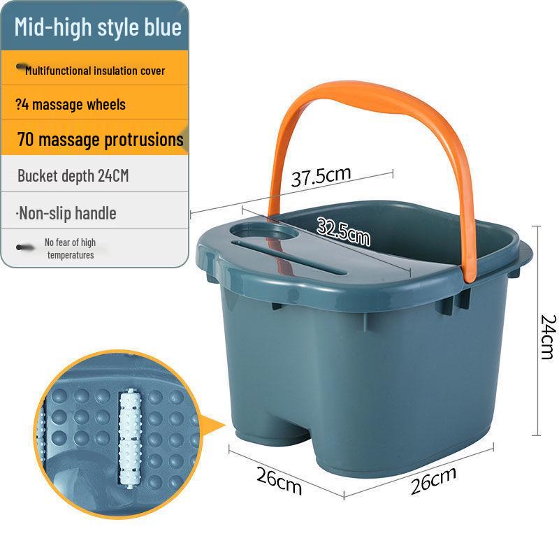 Глубокая водонепроницаемая массажная ванночка для ног - Высокая до колена, Пластиковый таз для домашнего использования и общежития