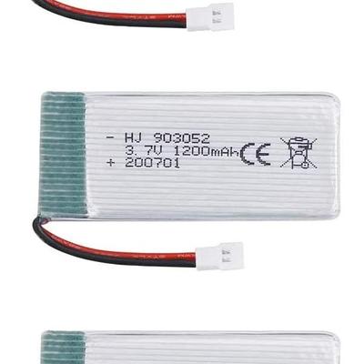 Набор из 3 LiPo аккумуляторов 3,7 В 1200 мАч для RC дронов | Совместим с Syma X5SC X5SW, WLtoys K989 | Легкий и мощный, Серебристый