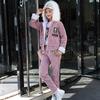 Осень Зима Женская Мода Повседневный Большой Размер Бархатный Утепленный Однотонный Жакет Брюки Теплый Спортивный Костюм