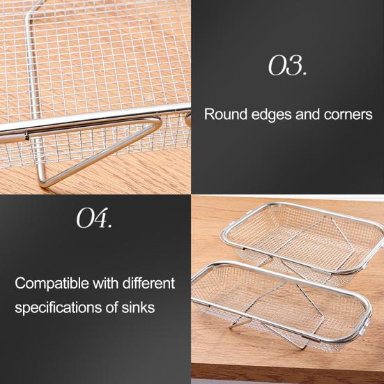 Sink Drainer Basket Stainless Steel Expandable Sink Colander Strainer Basket for Vegetables Fruits Pasta Dishes
