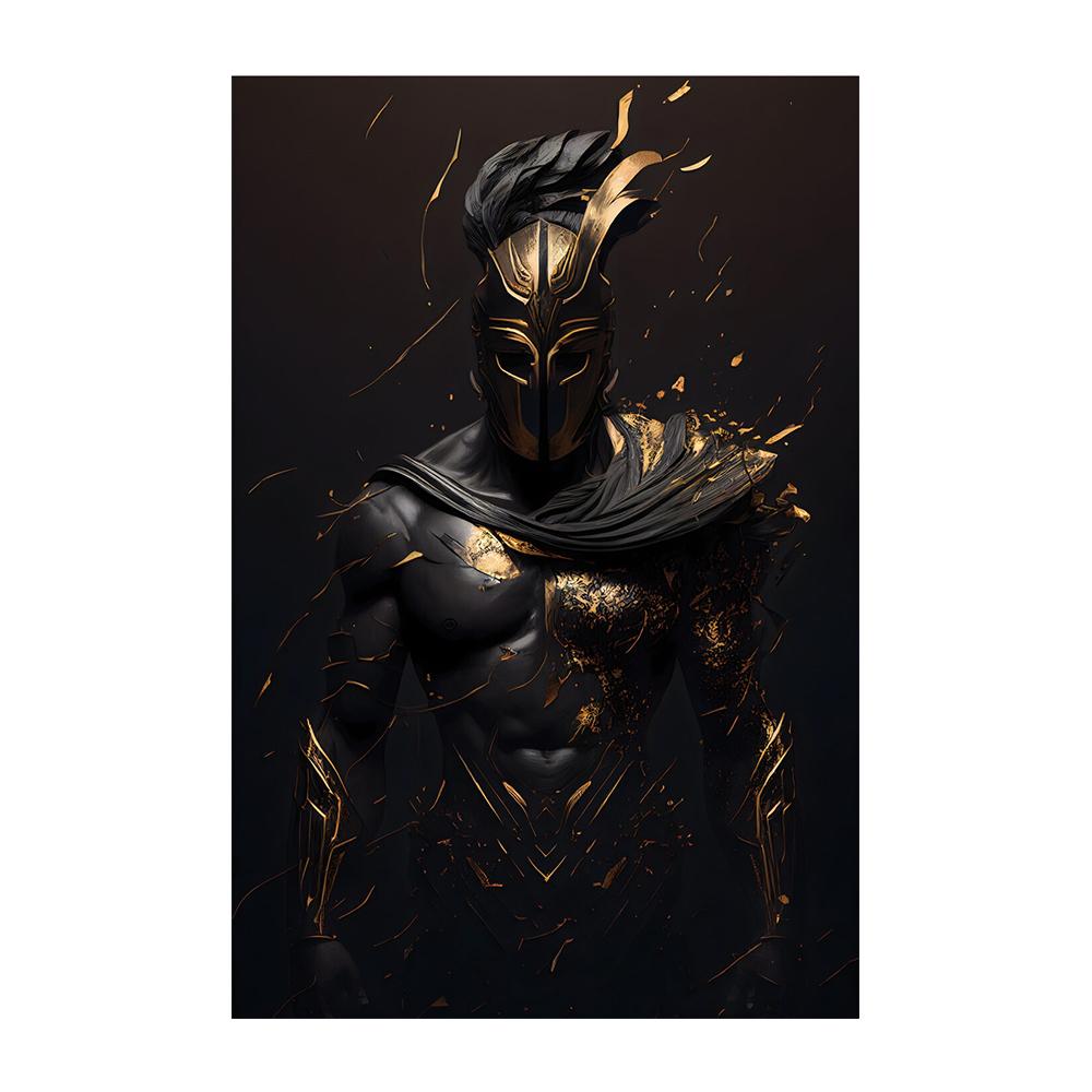 Черный и золотой самурай, средневековый воин в доспехах, фигурка, холст, настенные художественные картины, напечатанные современные классические ретро-роскошные художественные плакаты, украшения для дома
