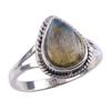 Кольцо из чистого серебра 925 пробы с натуральным лабрадоритом, размер 8, V7W64