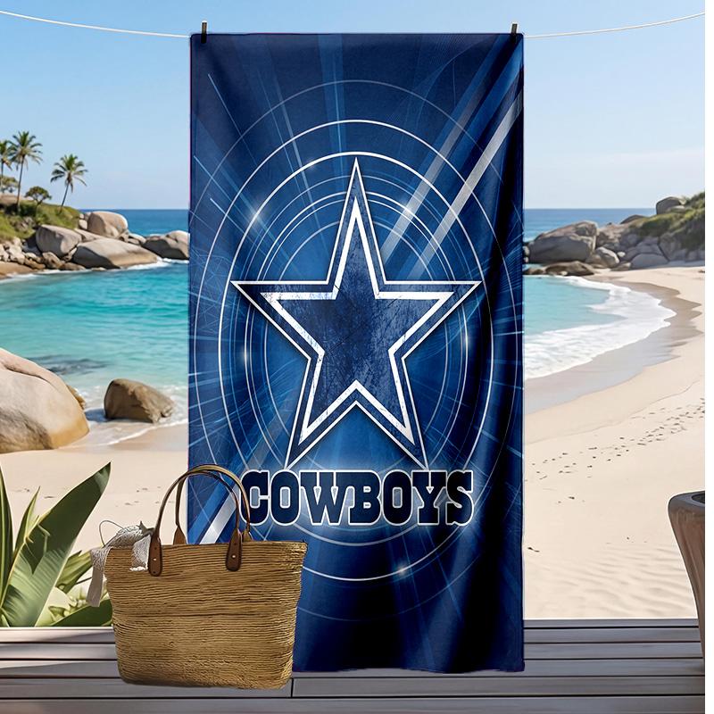 Пляжное полотенце с принтом Dallas Cowboys Мягкое Портативное Быстросохнущее?Сухое полотенце для бассейна, летнего отпуска, активного отдыха на природе