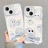 Applicable To Apple 15 Feather Yarn Mobile Phone Case Iphone14 Funny Coal Ball Invisible Bracket 13 Cute Cartoon 12