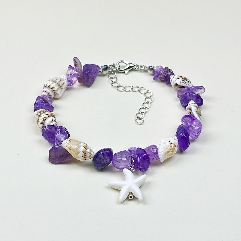 Handmade Seashell & Crushed Stone Bracelet with Lobster Clasp - Perfect Summer Travel Souvenir