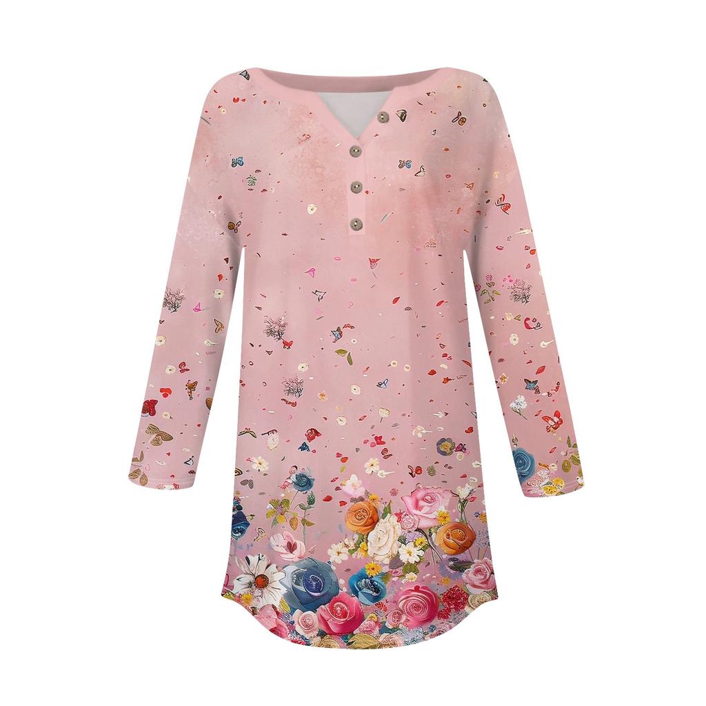 Рубашки с рукавом 3/4 для женщин, модные, повседневные, с круглым вырезом, с принтом, футболка, топ