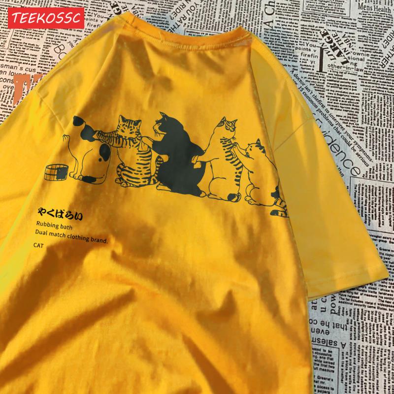 Футболка женская с короткими рукавами и принтом кота, модный свободный универсальный летний топ, повседневная и модная уличная одежда