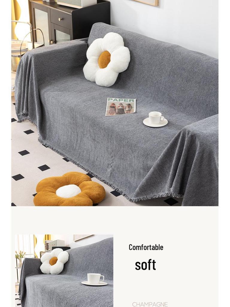 Современный минималистичный чехол на диван из шенилла в елочку, всесезонное нескользящее одеяло