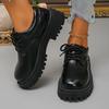 Fashion Women's Platform Oxford Shoes Fashion Black PU Leather Lace Up Office Work Shoes Woman Round Toe Chunky Heel Dress Loafers 2025