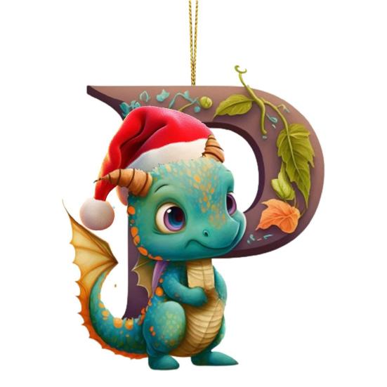 Рождественская елка Подвеска Мультфильм Динозавр Письмо Украшение для дома Окно автомобиля 2D Плоский
