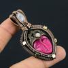 Красивый розовый резной кость лицо драгоценный камень медная проволока обертывание кулон ювелирный подарок для любви