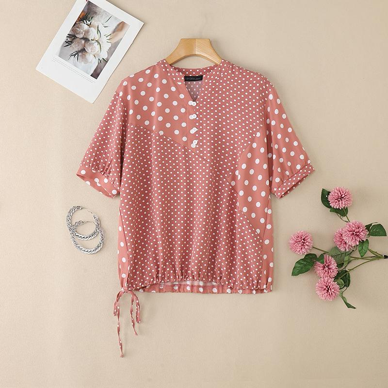 ZANZEA Женская повседневная блузка с V-образным вырезом, свободного кроя, с принтом в горошек и рукавами до локтя