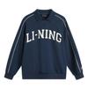 Li-Ning Letter Color Block Comfortable Breathable Sweatshirt Women Tops Deep-Navy-Blue AWDUD00-4