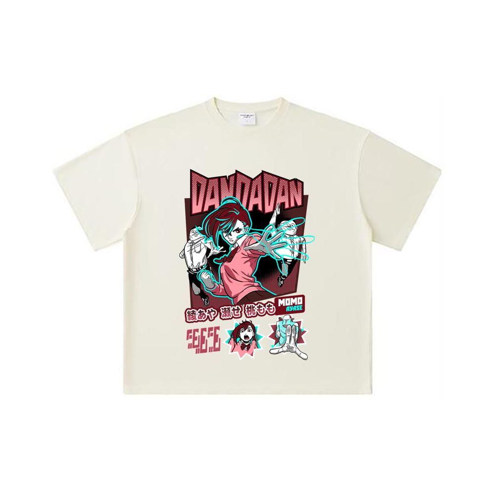260 GSM Double Yarn 32 Count 100% Cotton Dandadan V15 Momo Print Unisex Heavy Cotton T Shirt… More