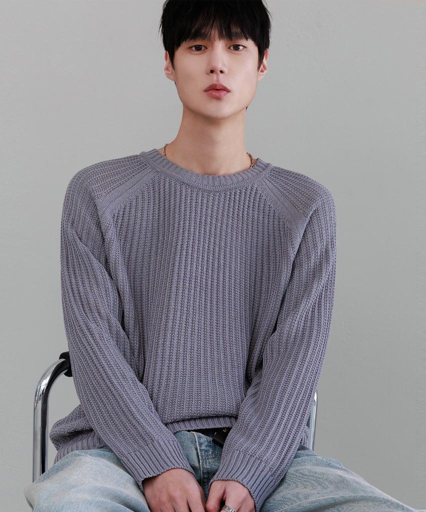 NODU Summer Light Loose Waffle Knit [Gray]