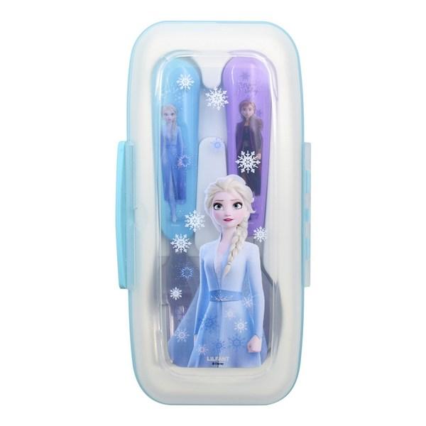 Lilpang Frozen 2 Spoon Fork + Two-tone Case Set, Mixed Colors, 1 Set