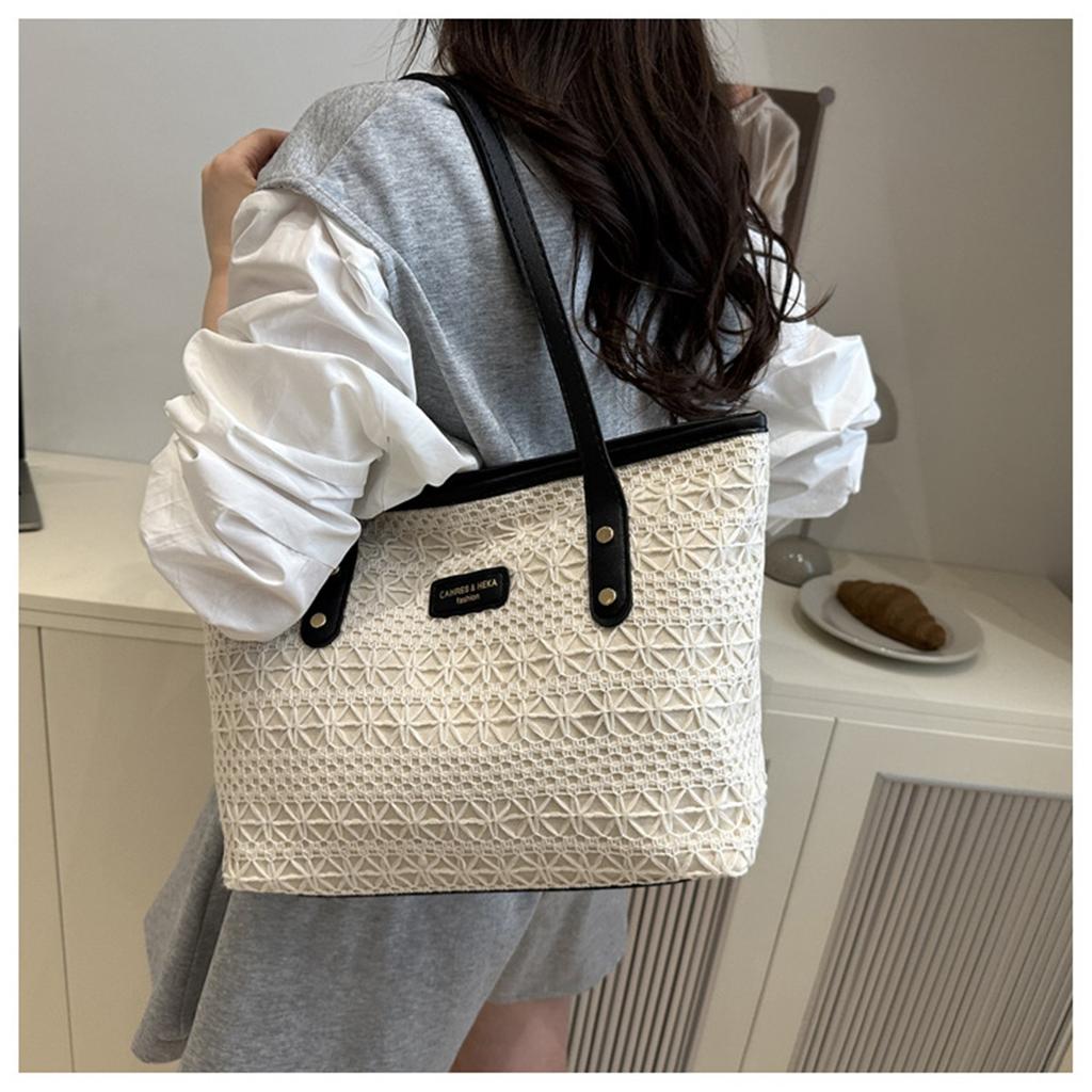 Свежий темперамент Модный дизайн Океаническая цветовая блокировка Соломенная текстура Сумка на одно плечо подмышку Женская