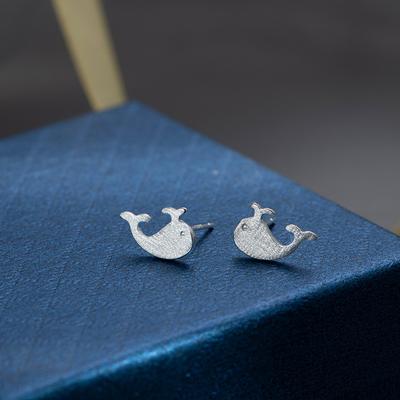Серьги-гвоздики в виде кита, женские серьги Mori Brushed, супер милые мини-серьги с изображением морских животных в корейском стиле, аксессуары Niche Design