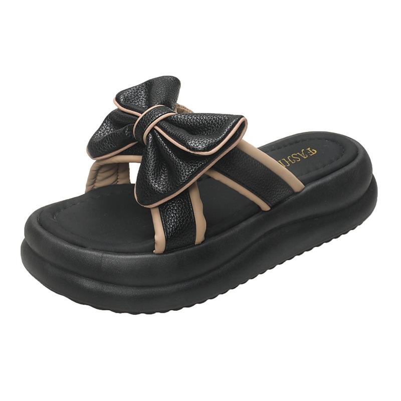 Bow Fairy удобные сандалии тапочки женская летняя верхняя одежда фея толстая подошва одна тапочка женская мода женская летняя дышащая обувь