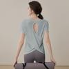 Summer 1011 New Fitness Yoga Short Sleeve Breathable Hollow Yoga Suit Sports Top Yoga Suit Women