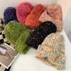 55-59 см Вязаная шапка Высокая эластичность Бини Милая Универсальный размер Игривая Толстая пряжа Тепло Ручная работа Крючком Мода Многоцветная