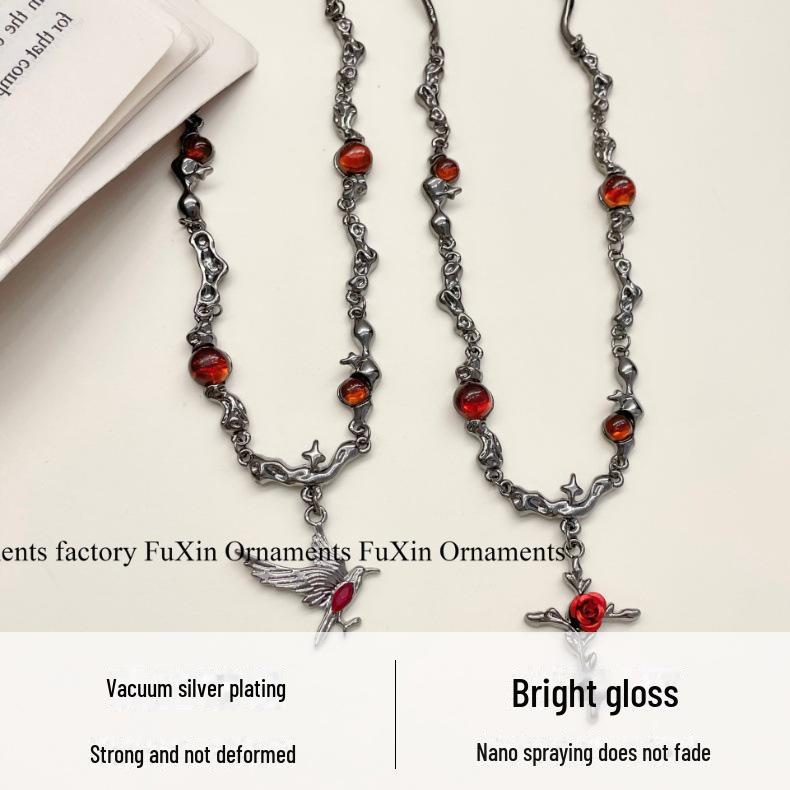 Милое и крутое красное цветочное ожерелье на ключицу - серия модных дизайнов