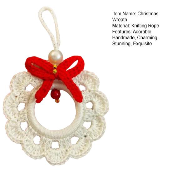 Вязаные крючком рождественские венки-украшения маленькие ручной работы вязаные венки подвесные украшения с