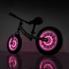 Purple balance bike with 12 wheels and LED lights, steel frame for girls