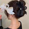 French Pearl Bow Pleated Hair Clips Women Korean Elegant Shark Clip Hair Accessories