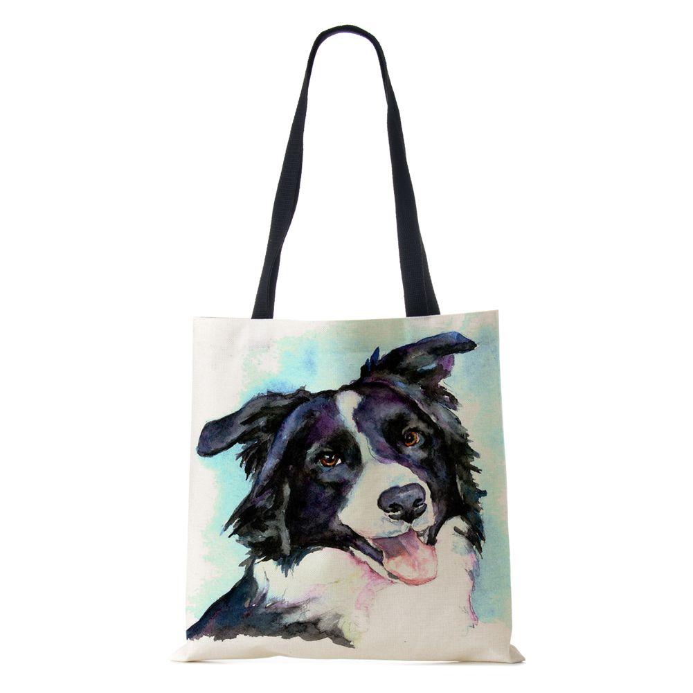 Женская наплечная сумка шоппер для путешествий Харадзюку холщовая повседневная сумка эко переработанная масляная живопись собака большая вместимость тоут сумка для книг KTY