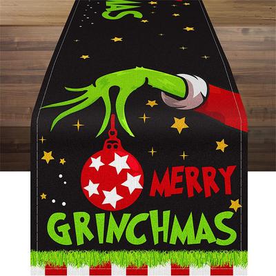 Гринч Рождественская дорожка для стола Merry Xmas Скатерть Рождественские украшения