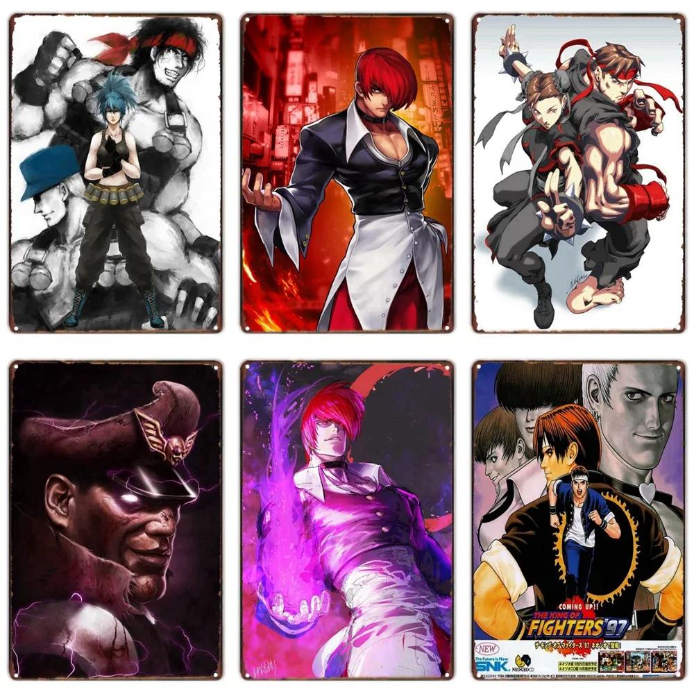 Аниме The King Of Fighters Винтажная Металлическая Табличка, Постер Настенного Искусства, Файтинги, Ретро Табличка для Бара, Клуба, Мужской Пещеры, Домашний Декор Стен