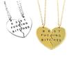 2 шт./компл., ожерелье с подвеской в ​​форме сердца и буквы, соответствующие ювелирным изделиям дружбы BFF
