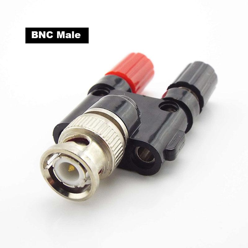 BNC female Male to Two Dual 4mm Banana Plug Jack Coaxial Connector RF Adapter Audio Adapter for CCTV