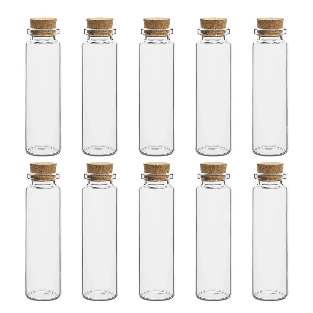 10Pcs Mini Clear Glass Bottles with Cork Stopper Wishing Drifting Bottles Wedding Party Decor DIY Craft Glass Spice Jars Vials