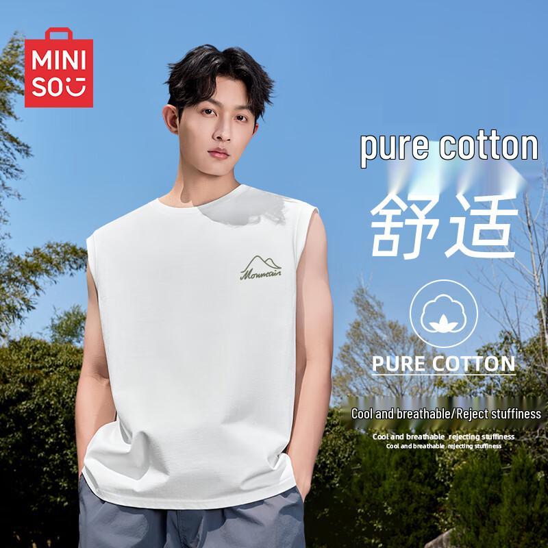 MINISO Men's Pure Cotton Printed Sleeveless T-Shirt