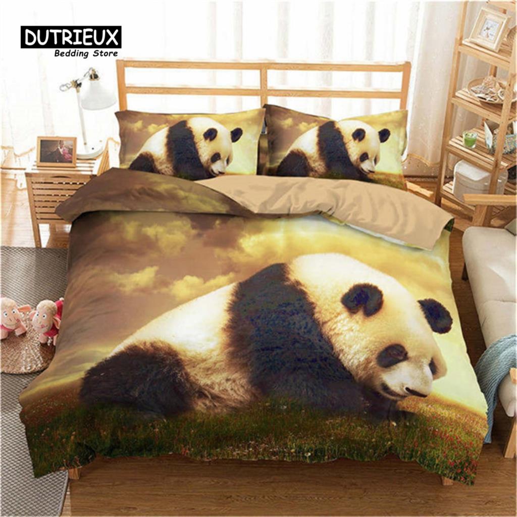 Детский милый комплект постельного белья с животными Твин Кинг для мальчиков девочек подростков 3D принт панды пододеяльник микрофибра пододеяльник декор спальни
