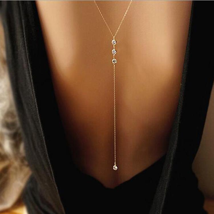 Sleek Rhinestone Back Chain Body Jewelry for Women