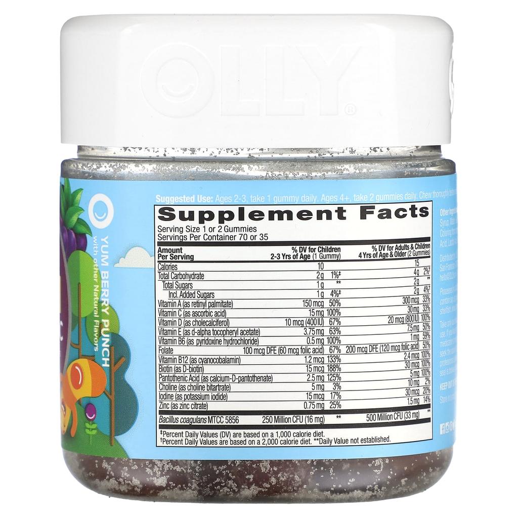 OLLY, Kids Multi + Probiotic, Yam Berry Punch, 70 gummies