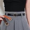 Женский ремень из искусственной кожи для платьев, брюк, юбок, тонкий пояс с золотой пряжкой для повседневной носки, школы, улицы