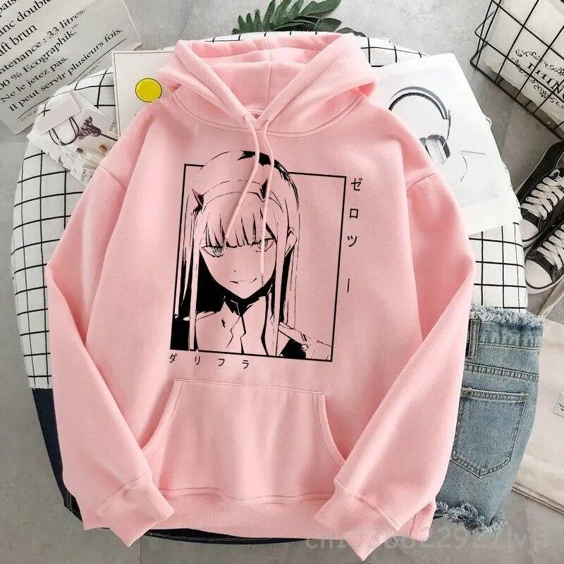 DARLING In The FRANXX Zero Two Толстовка Женская Harajuku Уличная одежда с длинным рукавом Эстетическая толстовка Пуловер Хлопковый свитшот Унисекс Толстовка