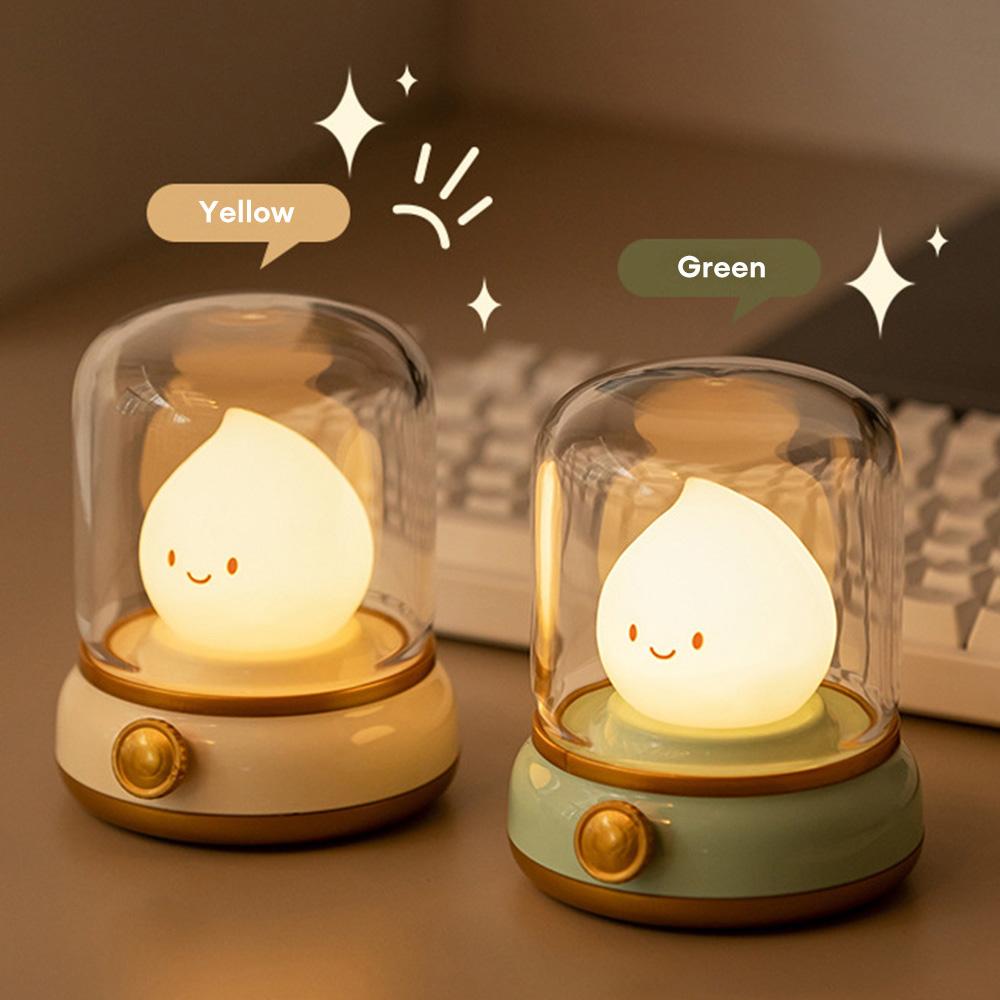 Retro Oil Lamp Led Night Light USB Rechargeable Nightlights Stepless Dimming Children Kid Bedroom Decoration Birthday Gift